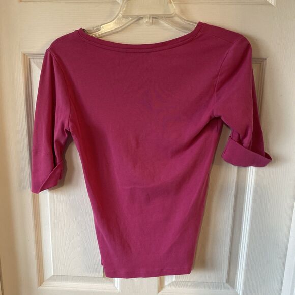 Lauren Ralph Lauren Top Women’s Size Small Pink V Neck Blouse 1/2 Sleeve - Picture 5 of 8
